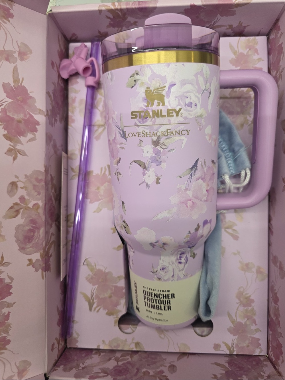 Stanley x Loveshackfancy “Happy Thoughts” viral purple cup floral flowers 💜 gift - Picture 8 of 9